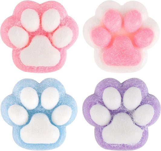 4-Pack Soft Squishy Cat Paw Stress Relief Toys for Kids and Adults - Ideal for Anxiety Management, Classroom Rewards, Birthday Gifts, and Party Favors