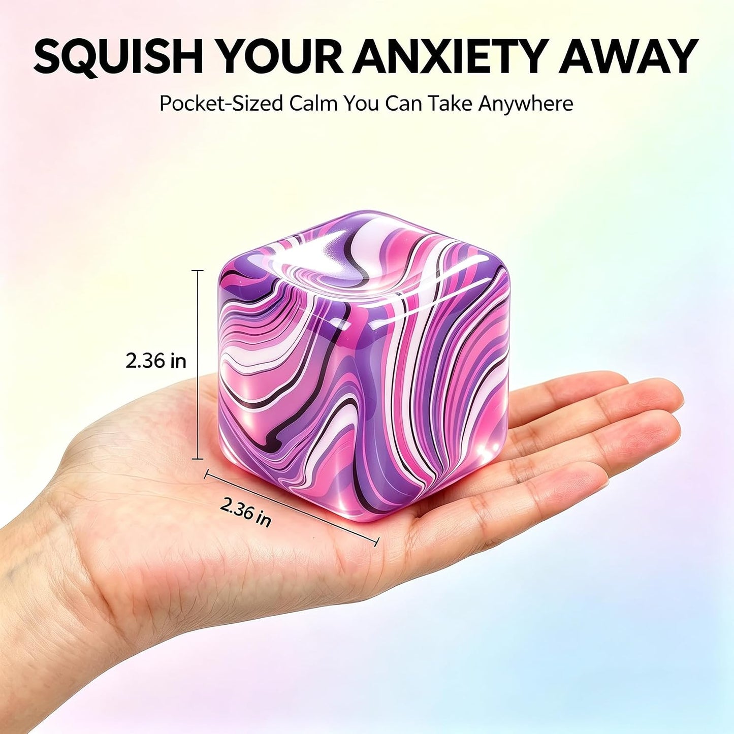 Fidget Toys Stress Relief Cube and Balls for Kids and Adults, Sensory Ice Sugar Squishies for Autism, Classroom Prize (Purple, 1 Pack)