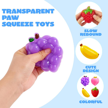 4 Pcs Fruit Taba Squishy Toys, Soft Squeeze Fidgets, Banana, Grape, Strawberry, Peach Fufu Squishy Toys, Cute Taba Squishy Toys for Kids, Party Favors & Gifts