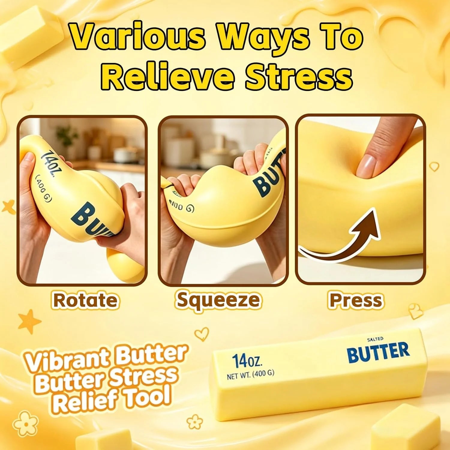 Giant Butter Squishies - Jumbo Slow Rising Stress Relief Balls and Party Favor Gift