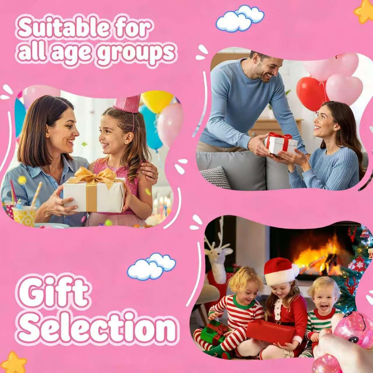Glitter Axolotl Stress Relief Squishies - Soft Stretchy Fidget Toys for All Ages, Ideal for Easter Baskets, Party Favors, and Classroom Rewards (Available in 2 Colors)