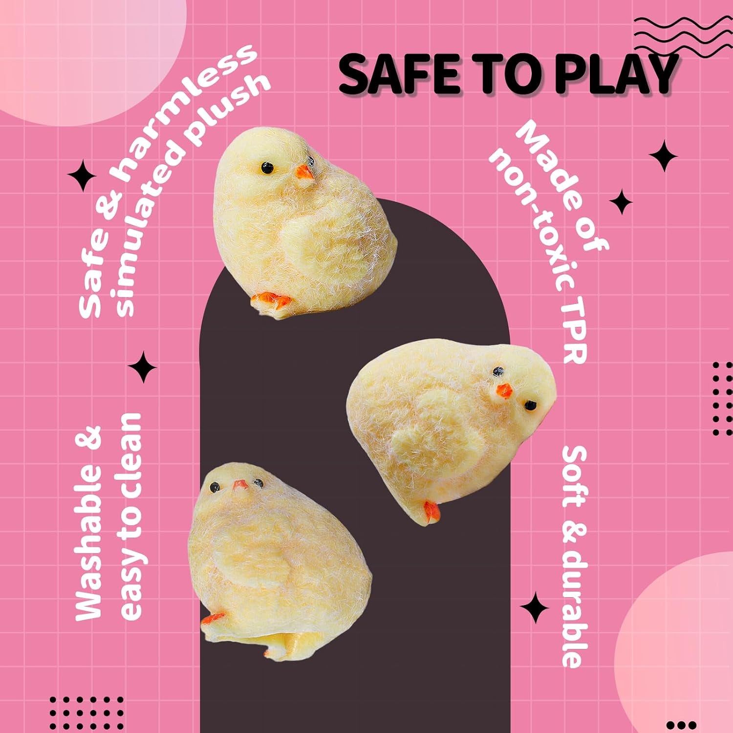 2-Pack Taba Squishy Chick Toy - Handmade Silicone Stress Relief Squeeze Toys for Kids and Adults, Ultra Soft Fidget Chickens