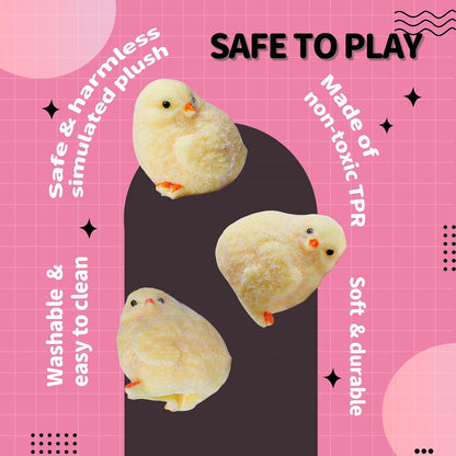 2-Pack Taba Squishy Chick Toy - Handmade Silicone Stress Relief Squeeze Toys for Kids and Adults, Ultra Soft Fidget Chickens