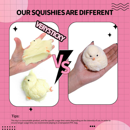 2-Pack Taba Squishy Chick Toy - Handmade Silicone Stress Relief Squeeze Toys for Kids and Adults, Ultra Soft Fidget Chickens
