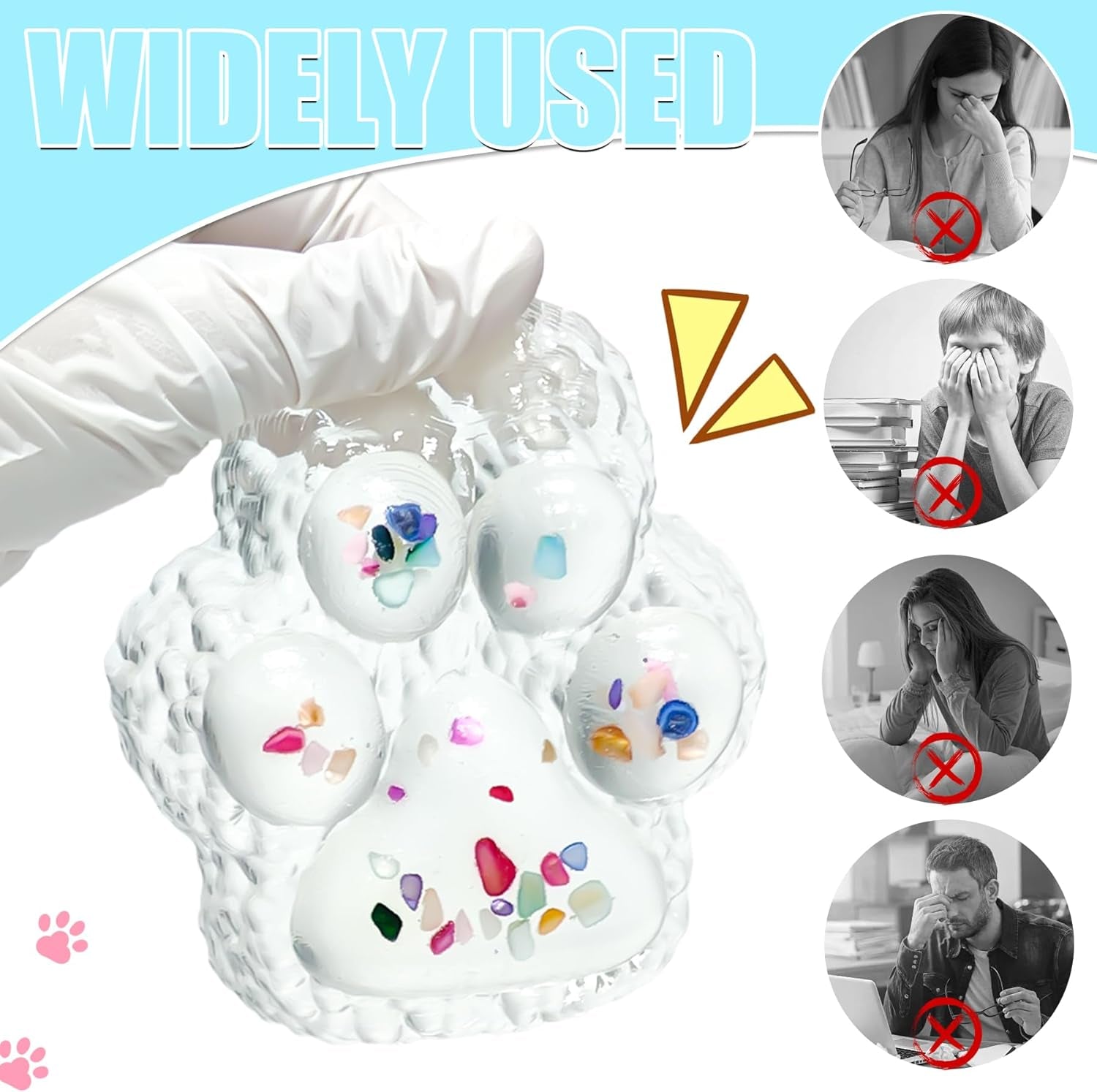 Big Taba Squishy Paw, 4.2In Clear Cat Paw Squeeze Toys, Sticky Squishy Toy | Soft Stress Relief Fidget Sensory Toys, Executive Desk Toys & Party Favors for Kids & Adults