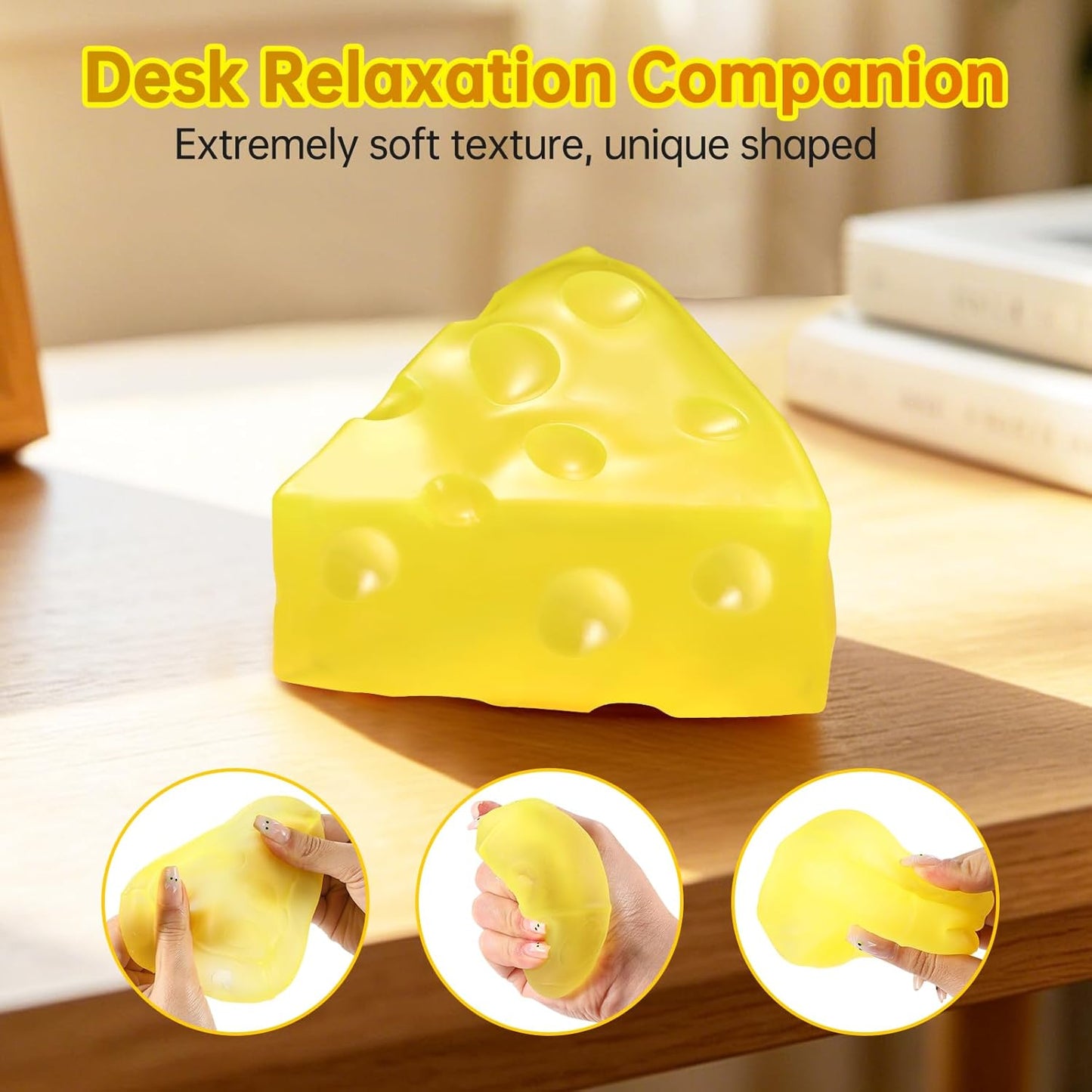 Coconut Oil Squishy, Cheese Squishy, Shapeable Stress Relief Toys | No Rebound, Fidget Squeeze Anxiety Relief, Cute Desk Decor, Party Favors, Birthday & Holiday Gifts, Adult Office Toys