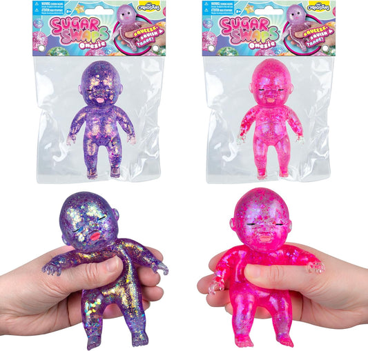 ORB Sugar Swaps Jumbo Baby Squishies - Pink and Purple 2-Pack of Sparkly Stress Relief and Sensory Toys for All Ages