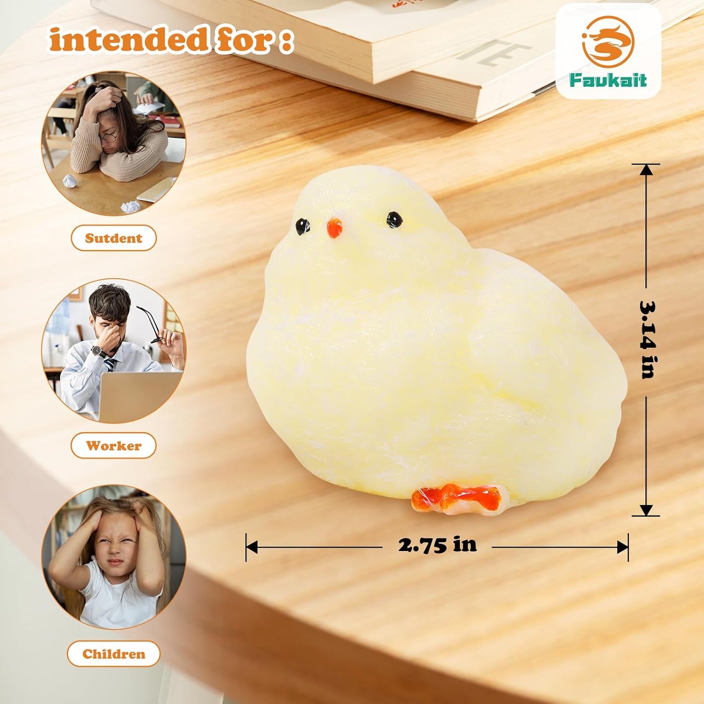 Ultra Soft Silicone Chick Squeeze Toy - Handmade Fidget Stress Relief Squishy (1 Piece)